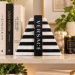 Versace Inspired Black & White Marble Pyramid Bookend